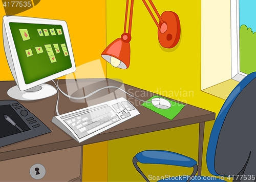 Image of Cartoon background of office workplace.