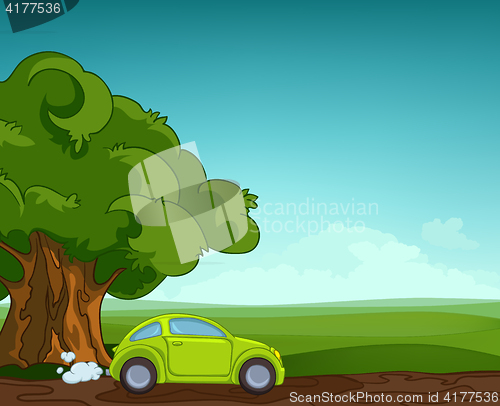 Image of Cartoon background of summer field landscape.