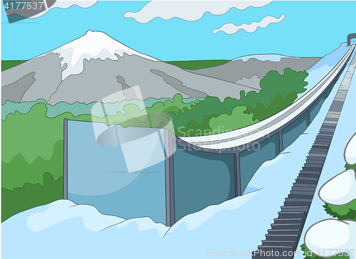 Image of Cartoon background of ski resort.