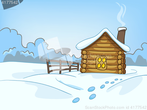 Image of Cartoon background of countryside in winter.