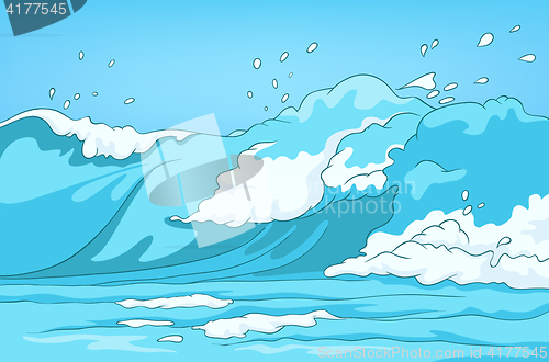 Image of Cartoon background of sea landscape.