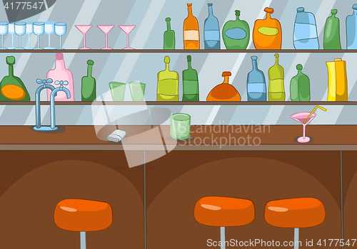 Image of Cartoon background of bar counter.