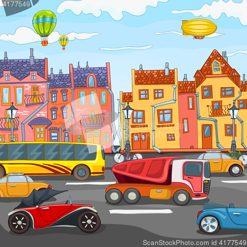 Image of Cartoon background of city traffic.