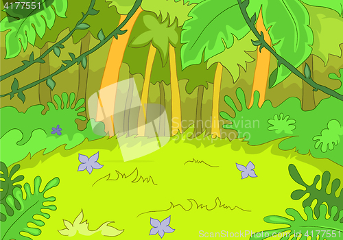 Image of Cartoon background of forest landscape.