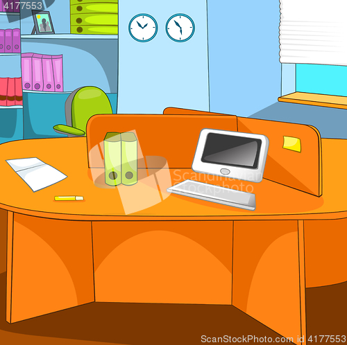 Image of Cartoon background of workplace at office.