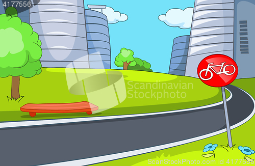 Image of Cartoon background of bicycle lane.