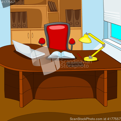 Image of Cartoon background of workplace at office.