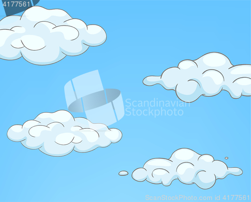 Image of Cartoon background of sky with clouds.