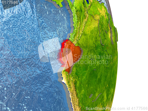 Image of Ecuador in red on Earth