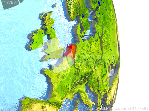 Image of Netherlands in red on Earth