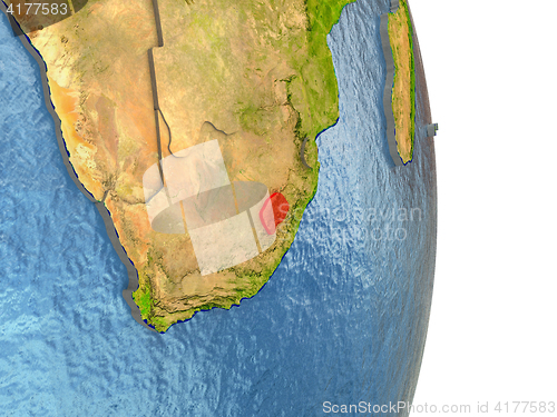 Image of Lesotho in red on Earth