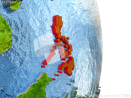 Image of Philippines in red on Earth