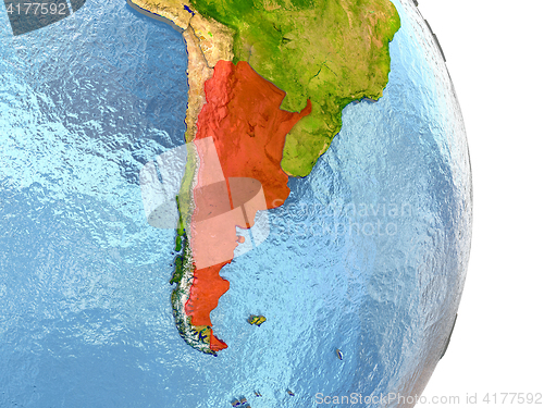 Image of Argentina in red on Earth