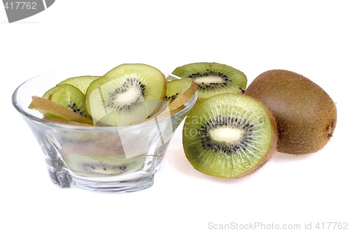 Image of  Pieces of kiwi isolated on white background