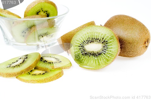Image of Slice of kiwi isolated on white background