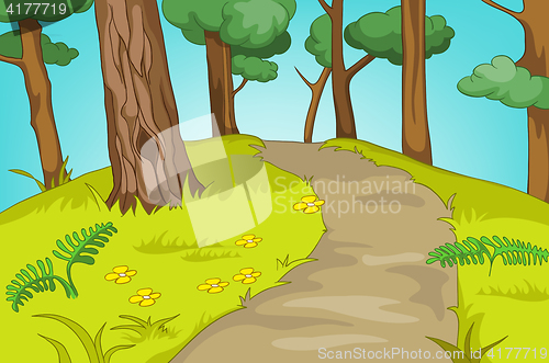Image of Cartoon background of forest landscape.