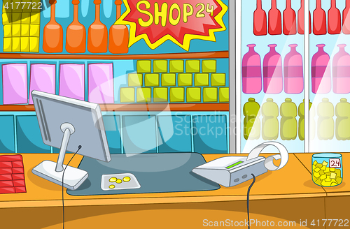 Image of Cartoon background of supermarket.
