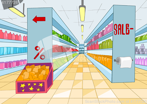 Image of Cartoon background of supermarket.