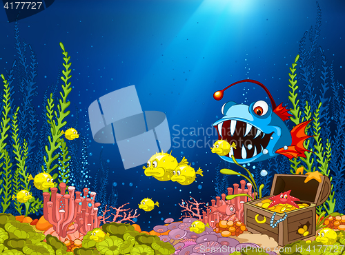 Image of Cartoon background of underwater life.