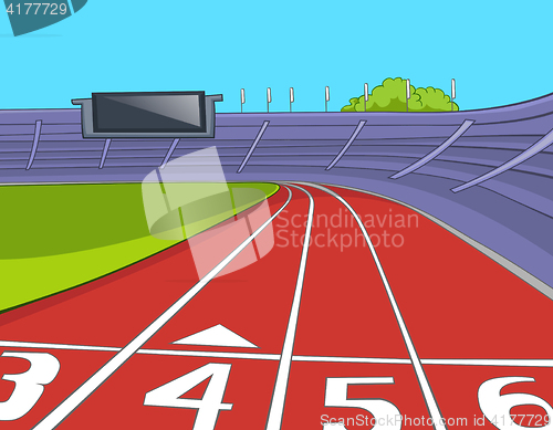 Image of Cartoon background of stadium with running tracks.