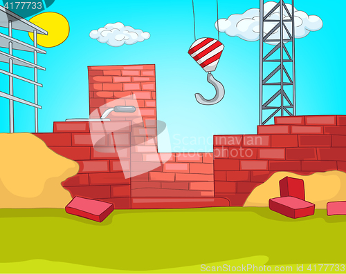 Image of Cartoon background of urban house construction.