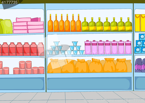 Image of Cartoon background of supermarket.