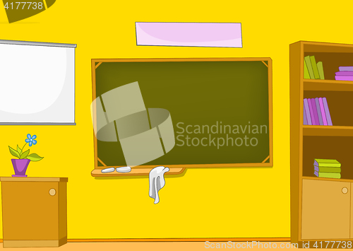 Image of Cartoon background of schoolroom.