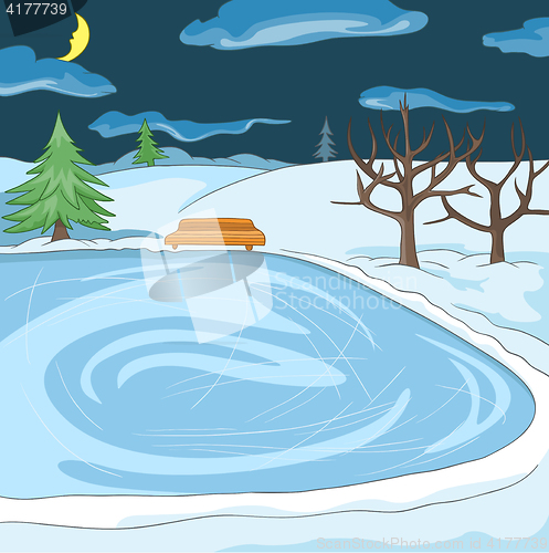 Image of Cartoon background of outdoor skating rink.