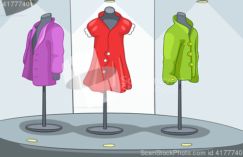 Image of Cartoon background of clothes shop.