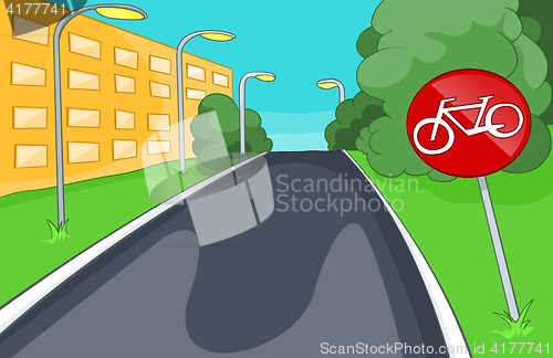 Image of Cartoon background of bicycle lane.