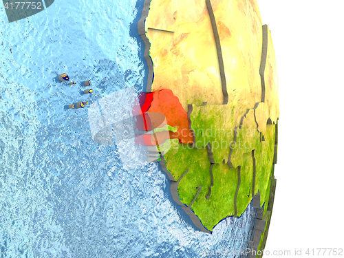 Image of Senegal in red on Earth