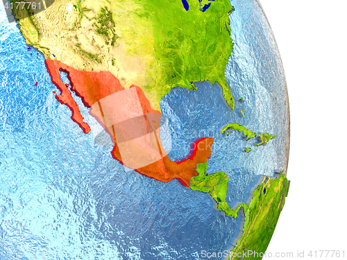 Image of Mexico in red on Earth