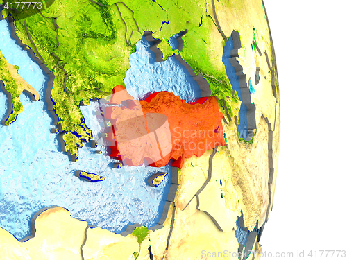Image of Turkey in red on Earth