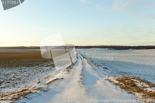 Image of rural road, snow