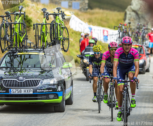 Image of Three Cyclists in Mountains - Tour de France 2015