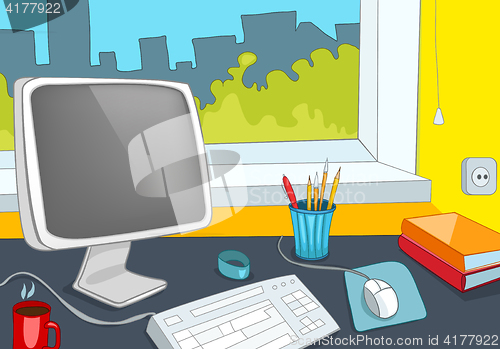 Image of Cartoon background of office workplace.