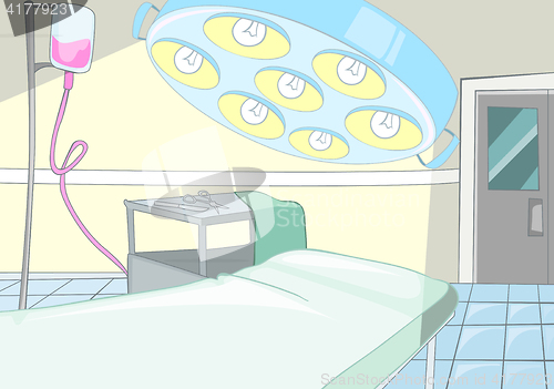 Image of Cartoon background of operating room interior.