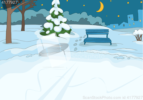 Image of Cartoon background of outdoor skating rink.