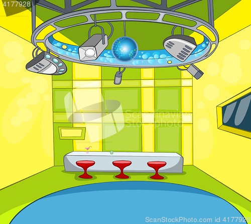 Image of Cartoon background of tv studio interior.