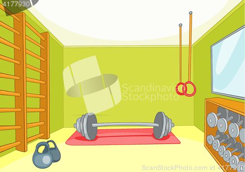 Image of Cartoon background of gym room.