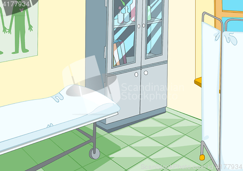 Image of Cartoon background of medical office interior.