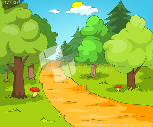 Image of Cartoon background of forest landscape.