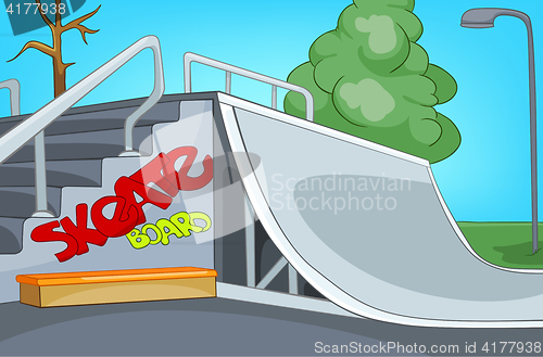 Image of Cartoon background of skatepark.