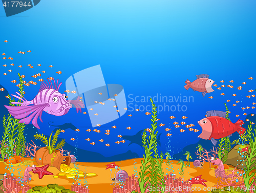 Image of Cartoon background of underwater life.