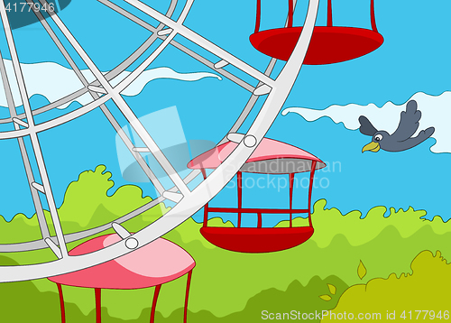 Image of Cartoon background of amusement park.