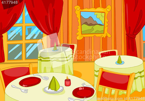 Image of Cartoon background of restaurant hall interior.