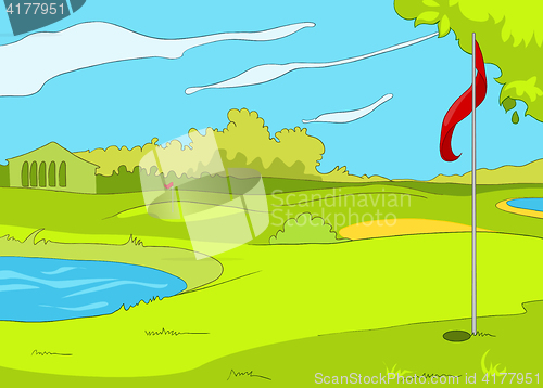 Image of Cartoon background of golf course.