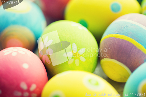 Image of close up of colored easter eggs