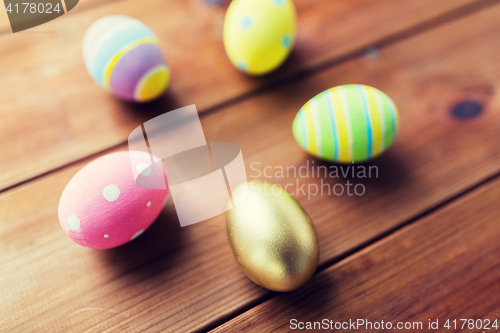 Image of close up of colored easter eggs