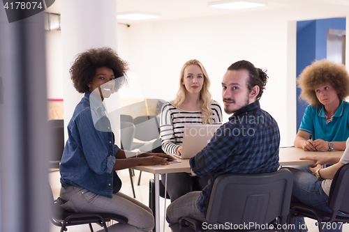 Image of Multiethnic startup business team on meeting